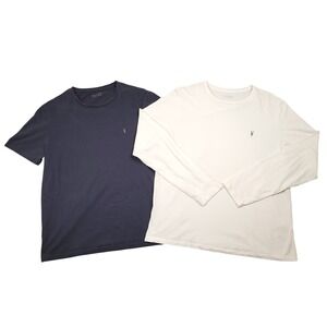 AllSaints Ramskull Embroidered T Shirt Bundle XL Short Long Sleeve Grey White